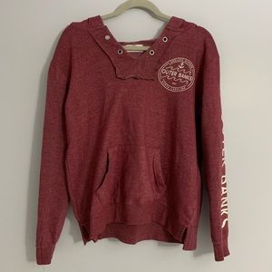 Maroon open neck hoodie